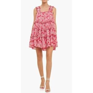 Endless Rose Floral Flounce Tiered Mini Dress XS Cottagecore Coquette Garden